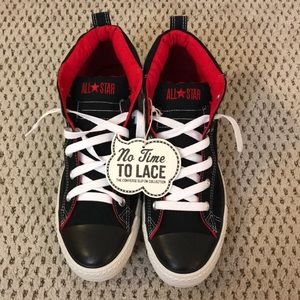 Men’s Black and Red High Top Converse